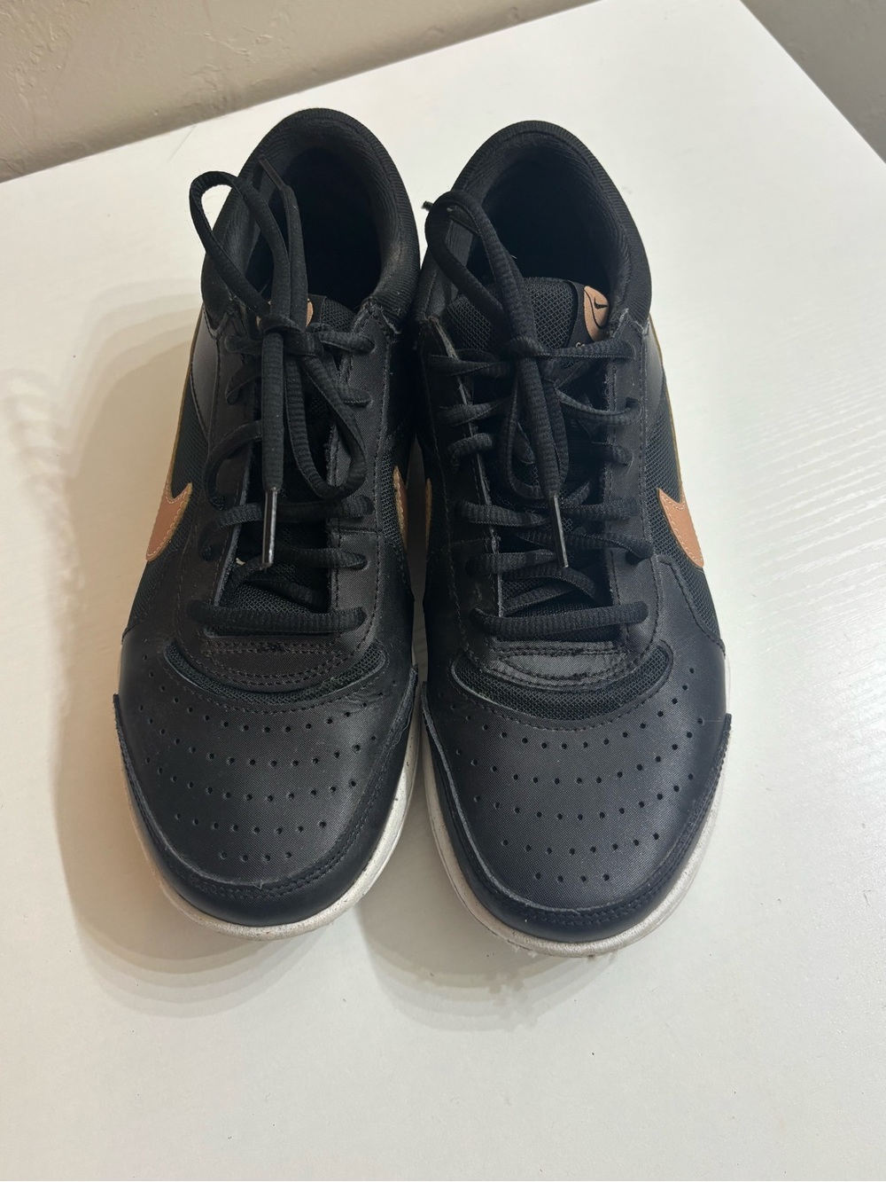 Nike Women's Zoom Court Lite 3 Black Sneakers with Copper Swoosh Accents